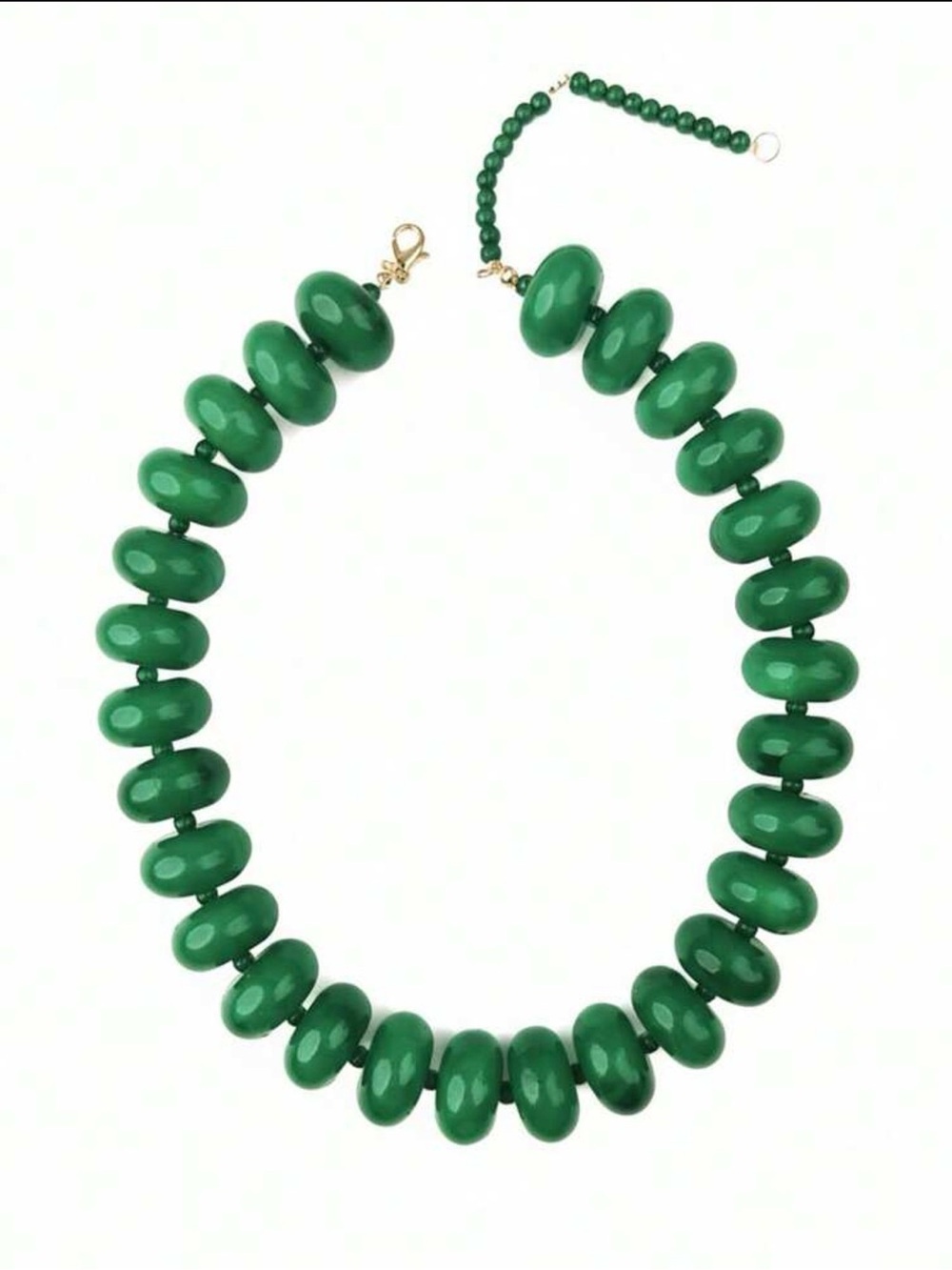 Glossy Green Bead Necklace Ready for Summer NWT